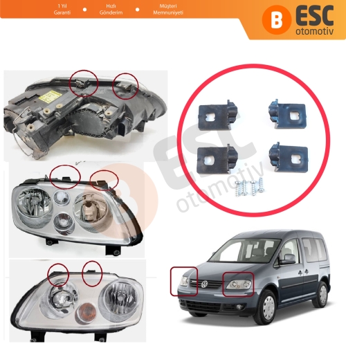 VW Touran MK1 2003-2010 Caddy MK3 2004-2010 Makyajsız 1T0998225 1T0998226 İçin Sağ Sol Ön Far Ayak Tamir Seti