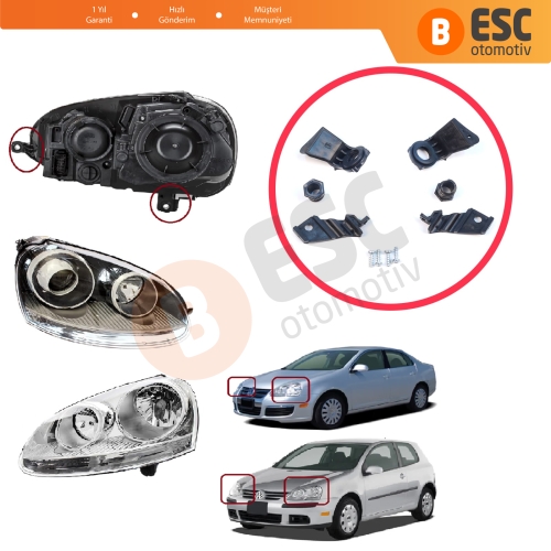 VW Jetta MK5 2005-2010 Golf MK5 2004-2009 1K0998225 1K0998226 İçin Sağ Sol Ön Far Ayak Tamir Seti