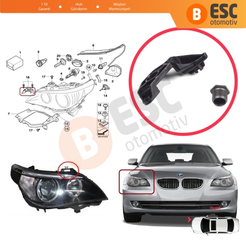 BMW 5 Serisi E60 E61 2003-2010 63126942478 İçin Sağ Ön Taraf Far Tamir Seti 
