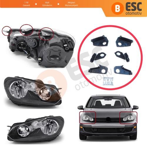 VW Golf MK6 5K AJ5 2008-2013 Convertible 517 2011-2016 5K0998225 5K0998226 İçin Sağ Sol Ön Far Ayak Tamir Seti