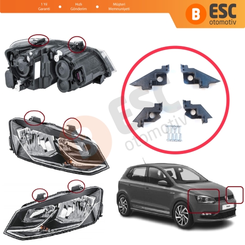 VW Polo MK5 6R 6C 61 2009-2016 6R0998226 6R0998225 İçin Sağ Sol Ön Far Ayak Tamir Seti