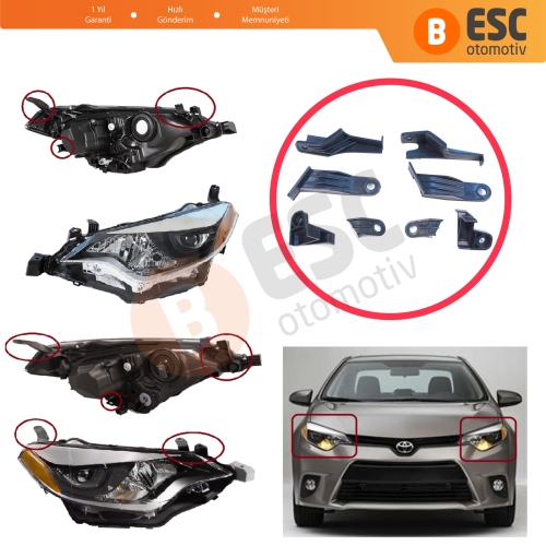 Toyota Corolla MK11 4-Kapı Sedan 2014-2016 8115002E60 8111002E60 İçin Sağ Sol Ön Far Ayak Tamir Seti