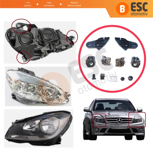 Mercedes C Class W204 S204 C204 2007-2014 CL203 A2048201114 A2048201214 İçin Sağ Sol Ön Far Ayak Tamir Seti