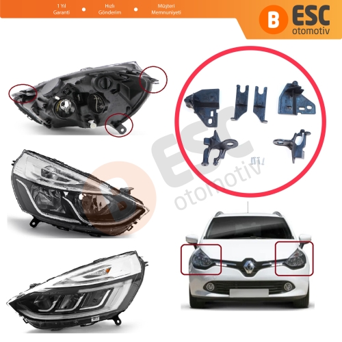 Renault Clio MK4 BH KH Estate HB Van 2012-2020 260603442R 260106624R İçin Sağ Sol Ön Far Ayak Tamir Seti