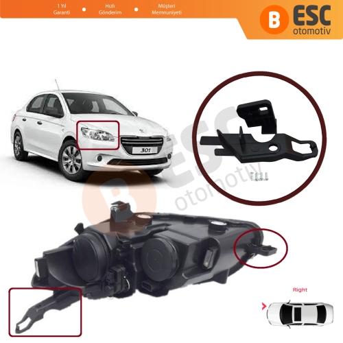 Peugeot 301 2012-2017 Makyajsız Kasa 9675138980 İçin Sağ Ön Far Ayak Tamir Seti 