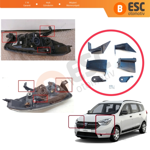 Dacia Lodgy Dokker 2012-On 260607950R 260102414R İçin Sağ Sol Ön Far Ayak Tamir Seti
