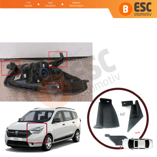Dacia Lodgy Dokker 2012-On 260607950R İçin Sol Ön Far Ayak Tamir Seti 