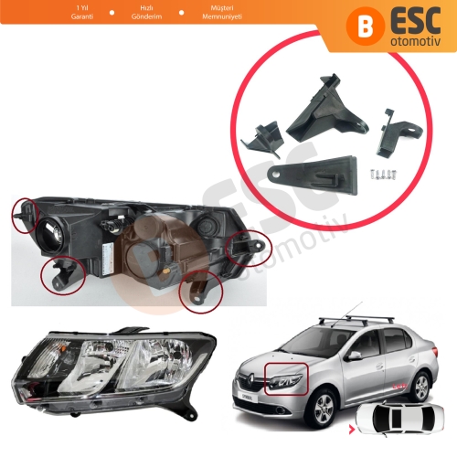 Renault Symbol MK3 2013-2017 Makyajsız Kasa 260607796R İçin Sol Ön Far Ayak Tamir Seti