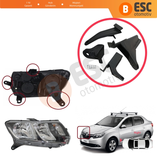 Renault Symbol MK3 2013-2017 Makyajsız Kasa 260106223R İçin Sağ Ön Far Ayak Tamir Seti