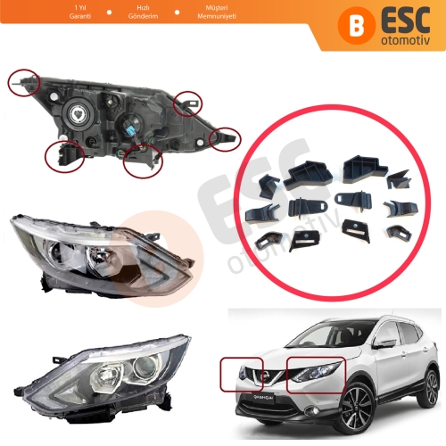 Nissan Qashqai MK2 J11 2013-2021 260604EH0A 260104EH0A İçin Sağ Sol Ön Far Ayak Tamir Seti