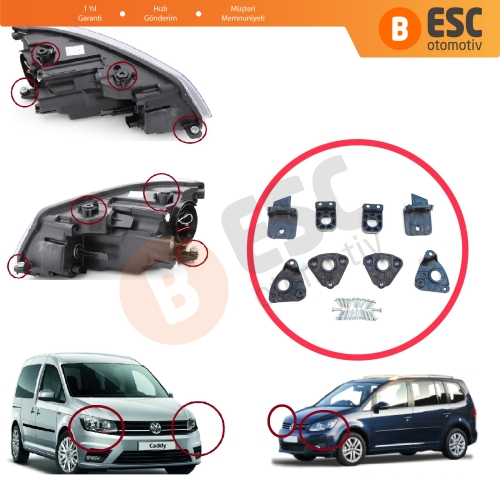 VW Caddy MK3 2K 2C Touran MK1 1T3 2010-2015 2K5998225 2K5998226 İçin Sağ Sol Ön Far Ayak Tamir Seti