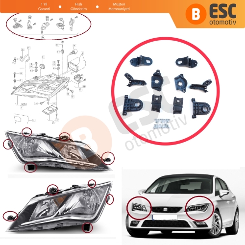 Seat Leon MK3 5F 2012-2020 5F0998225 5F0998226 İçin Sağ Sol Ön Far Ayak Tamir Seti