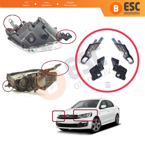 Citroen C-Elysee 2012-2017 9675140080 9675140380 İçin Sağ Sol Ön Far Ayak Tamir Seti