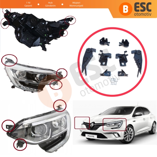 Renault Megane BFB K9A B9A MK4 2016-On 260601571R 260100506R İçin Sağ Sol Ön Far Ayak Tamir Seti