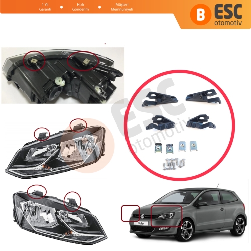 VW Polo MK5 6R 6C 61 2009-2016 6C0998225 6R0998226 İçin Sağ Sol Ön Far Ayak Tamir Seti