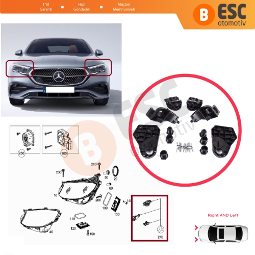 Mercedes E Class W213 X213 W238 C238 A238 2016-2020 A2138202300 A2138202200 İçin Sağ Sol Ön Far Ayak Tamir Seti