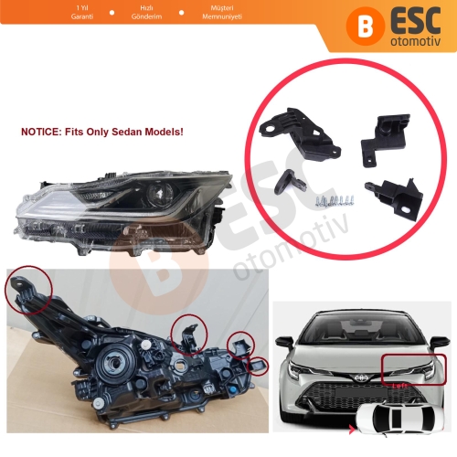 Toyota Corolla MK12 E21 2019-On 81150-02T51 Sedan  İçin Sol Ön Far Ayak Tamir Seti