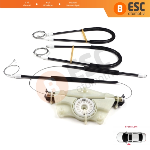 Skoda Fabia MK1 1999-2008 4/5 Kapı Praktik Van 6Y0837655 İçin Manuel Ön Sol Kapı Cam Kriko Tamir Seti