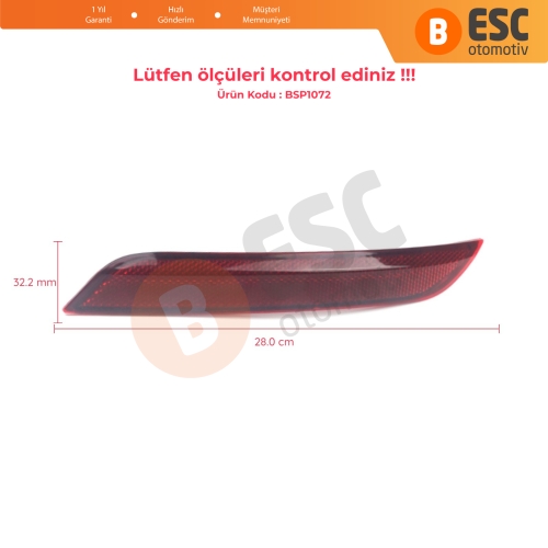 VW Polo 2015-2017 için Arka Tampon Reflektörü SOL 6C0945105B