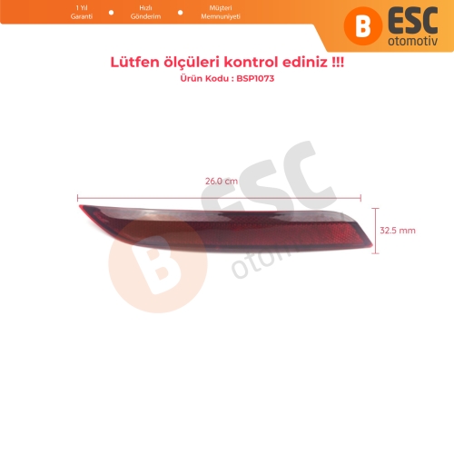 VW Polo 2015-2017 için Arka Tampon Reflektörü SAĞ 6C0945106B