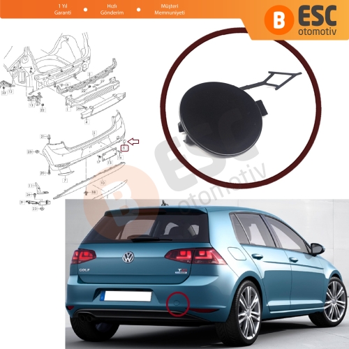 VW Golf MK7 2013-2016 için Arka Tampon Çeki Demir Kapağı 5GG807441