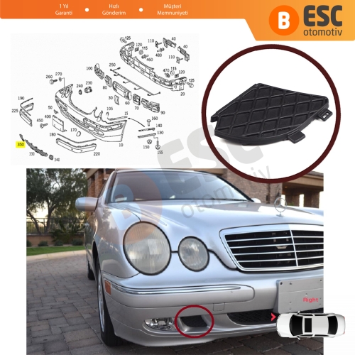 Mercedes E W210 E320 E430 E55 AMG 1999-2003 için Ön Tampon Alt Izgara Kapağı Sağ A2108850253