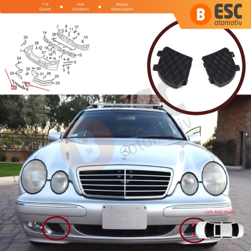 Mercedes E W210 E320 E430 E55 AMG 1999-2003 için Ön Tampon Alt Izgara Kapağı Sağ Sol A2108850253 153