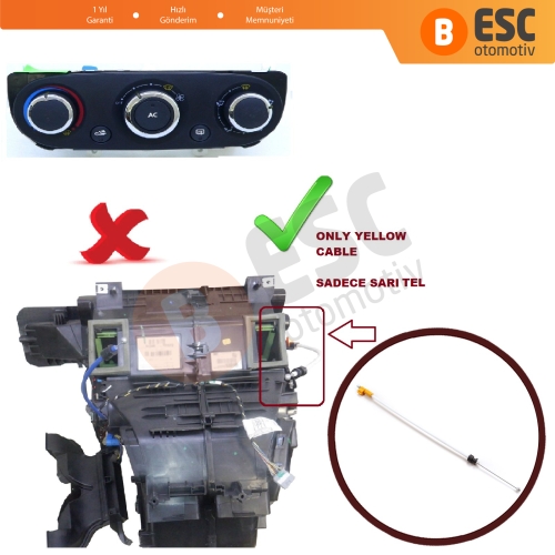 Renault Clio MK4 2012-2020 için Kalorifer Klima Kumanda Yönlendirme Teli 275427142R Kablo Uzunluğu : 34 cm