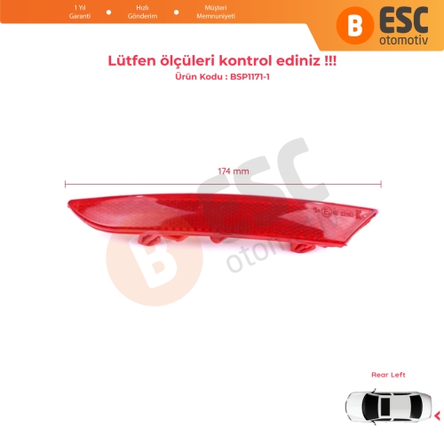 Renault Clio MK5 BF B7 2019-On 265651206R için Sol Arka Tampon Reflektörü
