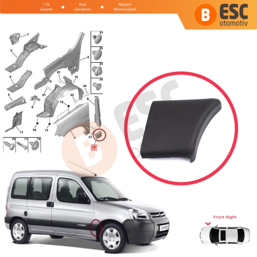 Citroen Berlingo MK1 M49 M59 1996-2008 8544.J8 İçin Ön Sağ Çamurluk Çıtası