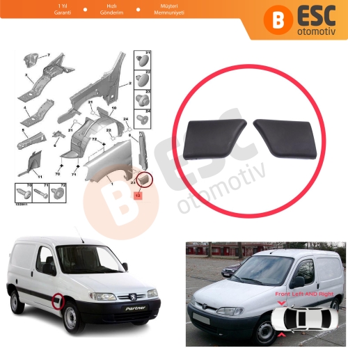 Peugeot Partner M49 1996-2002 Makyajsız Kasa 8544.F2 8544.F1 İçin Ön Sol ve Sağ Çamurluk Çıtası