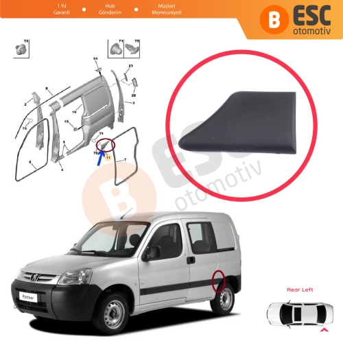 Peugeot Partner MK1 M49 M59 1996-2008 8547.L8 İçin Arka Sol Çamurluk Çıtası