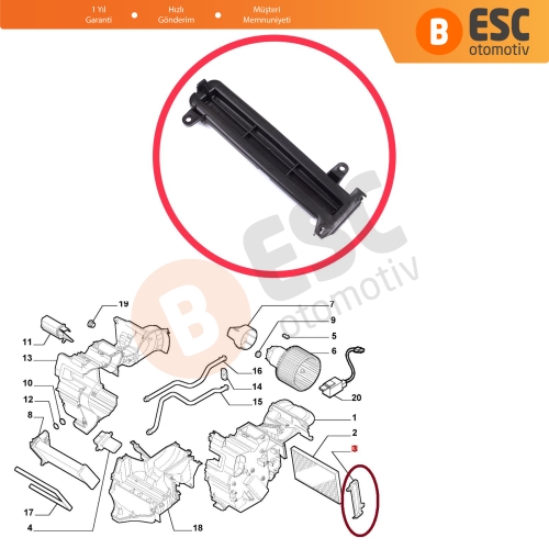 Fiat Palio Albea Strada Siena Idea 7082302 İçin Polen Filtre Kapağı
