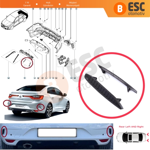 Renault Megane MK4 LFB 2016-On Sedan 850760115R için Sağ Sol Arka Tampon Çıtası Havalandirma Kapağı Bakaliti