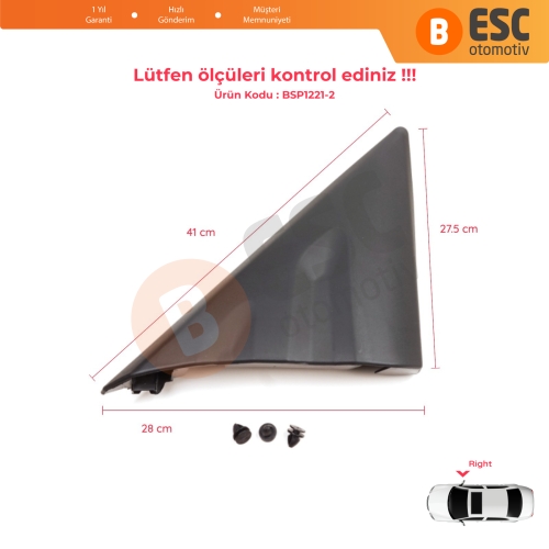 Ford Transit MK8 T18 V363 2013-2024 2016818 için Sağ Yan Ayna Kapı Köşe Üçgen Plastiği Bakaliti