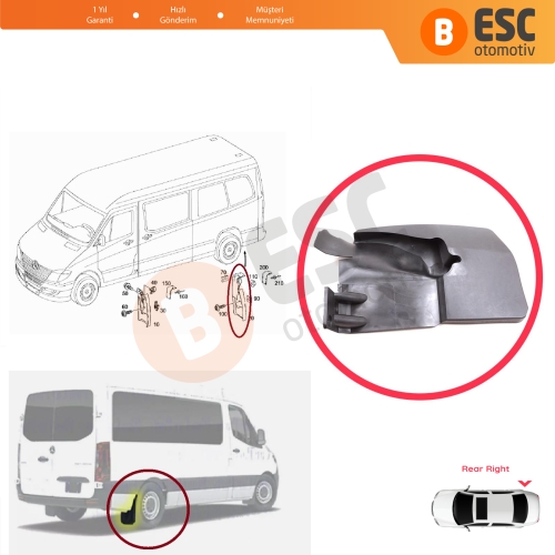 Mercedes Sprinter MK2 906 NCV3 VW Crafter MK1 2006-2017 A9068820304 için Arka Sağ Tekerlek Çamurluk Paçalık