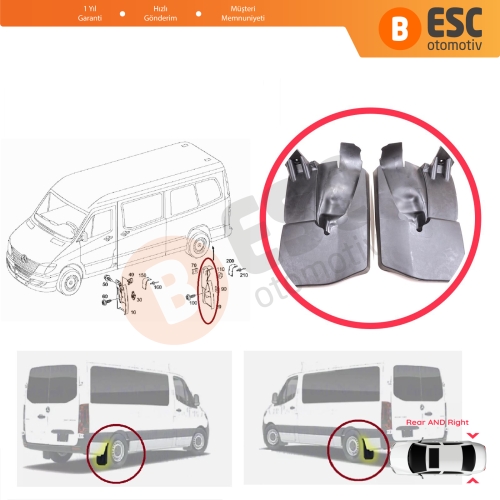 Mercedes Sprinter MK2 906 NCV3 VW Crafter MK1 2006-2017 9068820204 9068820304 için Arka Sağ Sol Tekerlek Çamurluk Paçalık