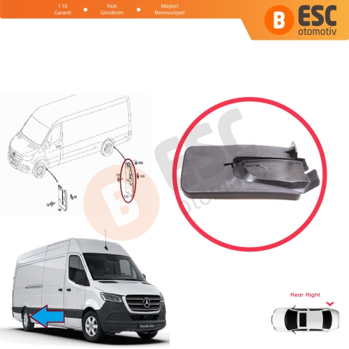 Mercedes Sprinter 907 910 VW Crafter SY SZ 2017-On A9078890300 için Arka Sağ Tekerlek Çamurluk Paçalık