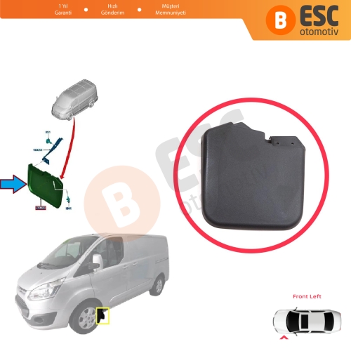 Ford Transit Custom Tourneo V362 MK1 FY FZ F3 2012-2023 1915642 için Ön Sol Tekerlek Çamurluk Paçalık