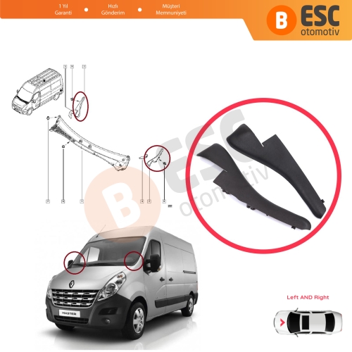 Renault Master MK3 Nissan NV400 Interstar Opel Movano B 668100009R 668110012R için Ön Cam Sağ Sol Köşe Yan Parça Izgara Kulağı
