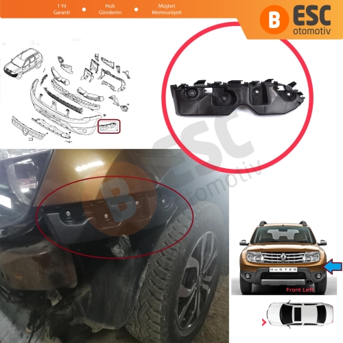 Renault Dacia Duster MK1 HS 2010-2017 622230010R için Ön Sol Tampon İç Bağlantı Braket Ayağı