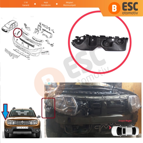 Renault Dacia Duster MK1 HS 2010-2017 622220011R için Ön Sağ Tampon İç Bağlantı Braket Ayağı 