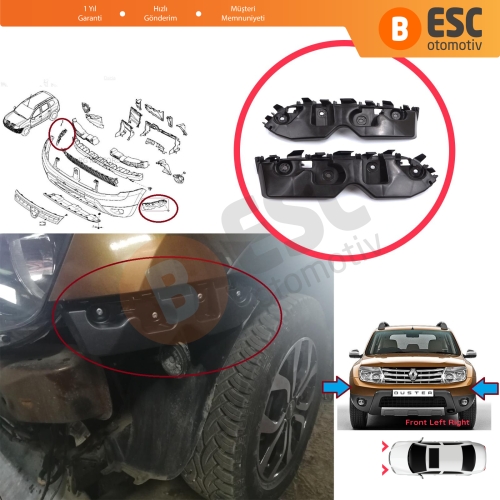 Renault Dacia Duster MK1 HS 2010-2017 622230010R 622220011R için Ön Sağ Sol Tampon İç Bağlantı Braket Ayağı 
