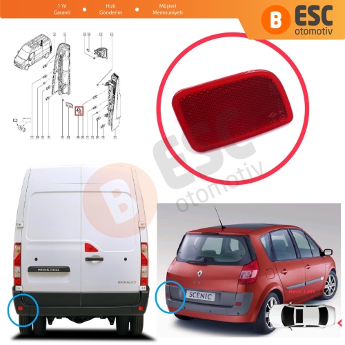 Renault Master 3 Scenic 2 Nissan NV400 Interstar Opel Movano B X62 8200152642 için Sol Arka Tampon Reflektörü