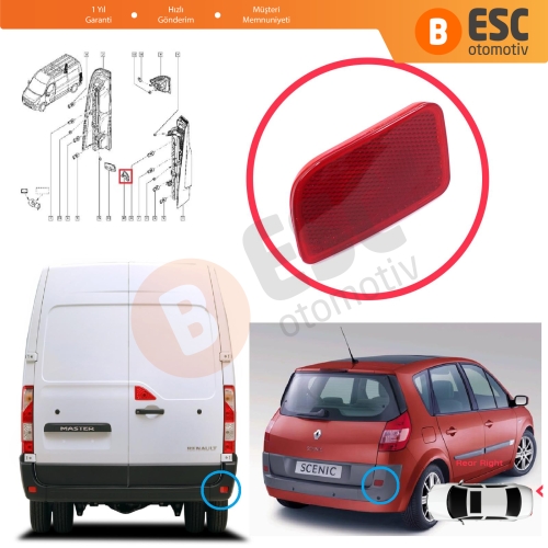 Renault Master 3 Scenic 2 Nissan NV400 Interstar Opel Movano B X62 8200152643 için Sağ Arka Tampon Reflektörü