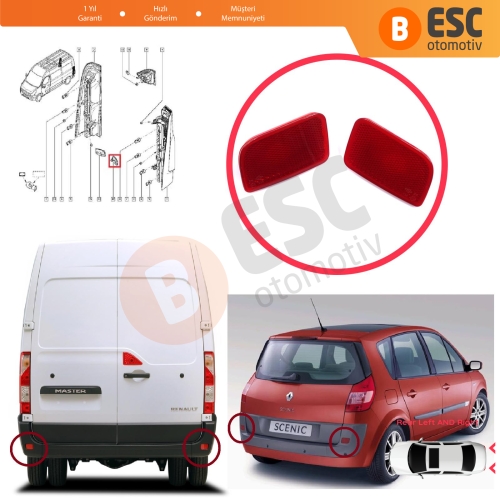 Renault Master 3 Scenic 2 Nissan NV400 Interstar Opel Movano B X62 8200152642 8200152643 için Sağ Sol Arka Tampon Reflektörü