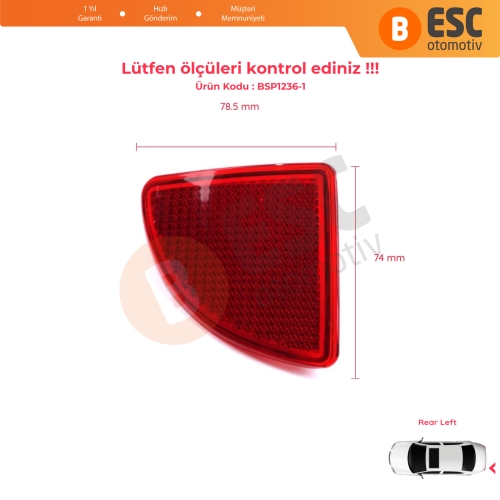Renault Kangoo MK1 Express Nissan Kubistar X76 Dacia Logan MK1 KS MCV Van 2004-2008 7700308720 için Arka Sol Tampon Reflektörü