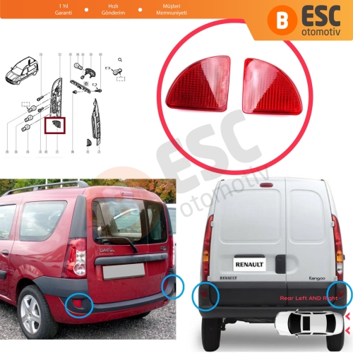 Renault Kangoo MK1 Express Nissan Kubistar X76 Dacia Logan MK1 KS MCV Van 2004-2008 77003087207700308719 için Arka Sağ Sol Tampon Reflektörü