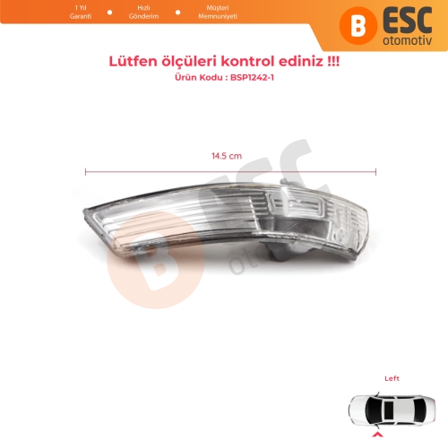Ford Focus 2007-2020 Mondeo MK4 2007-2015 8M5113B383AA İçin Sol Yan Ayna Sinyali Beyaz 