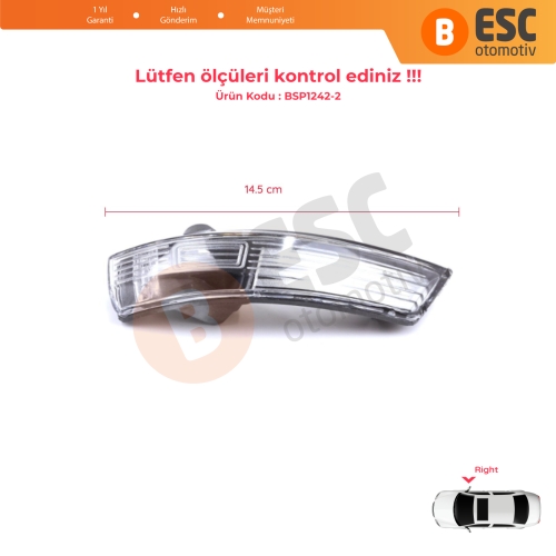 Ford Focus 2007-2020 Mondeo MK4 2007-2015 8M5113B384AA İçin Sağ Yan Ayna Sinyali Beyaz